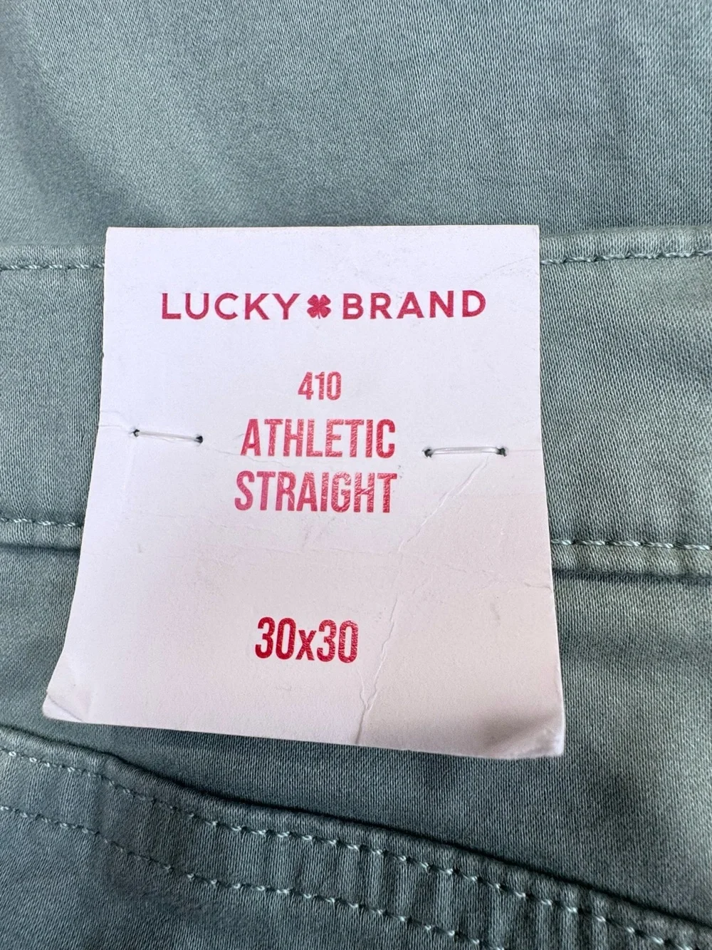 NWT Lucky Brand 410 Athletic Straight Stretch Jeans Men 30x30 Sage Green Cotton